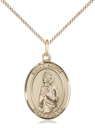[8248GF/18GF] 14kt Gold Filled Saint Alice Pendant on a 18 inch Gold Filled Light Curb chain