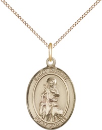 [8251GF/18GF] 14kt Gold Filled Saint Rachel Pendant on a 18 inch Gold Filled Light Curb chain