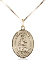 [8251GF/18GF] 14kt Gold Filled Saint Rachel Pendant on a 18 inch Gold Filled Light Curb chain