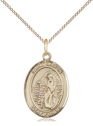 [8254GF/18GF] 14kt Gold Filled Saint Aaron Pendant on a 18 inch Gold Filled Light Curb chain
