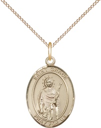 [8255GF/18GF] 14kt Gold Filled Saint Grace Pendant on a 18 inch Gold Filled Light Curb chain