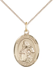 [8258GF/18GF] 14kt Gold Filled Saint Isaiah Pendant on a 18 inch Gold Filled Light Curb chain