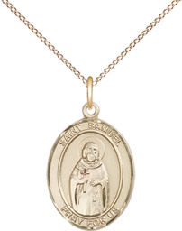 [8259GF/18GF] 14kt Gold Filled Saint Samuel Pendant on a 18 inch Gold Filled Light Curb chain