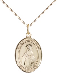 [8260GF/18GF] 14kt Gold Filled Saint Hildegard von Bingen Pendant on a 18 inch Gold Filled Light Curb chain