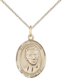 [8266GF/18GF] 14kt Gold Filled Saint Eugene de Mazenod Pendant on a 18 inch Gold Filled Light Curb chain