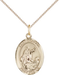 [8268GF/18GF] 14kt Gold Filled Saint Colette Pendant on a 18 inch Gold Filled Light Curb chain