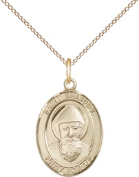 [8271GF/18GF] 14kt Gold Filled Saint Sharbel Pendant on a 18 inch Gold Filled Light Curb chain