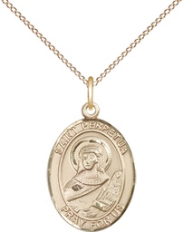 [8272GF/18GF] 14kt Gold Filled Saint Perpetua Pendant on a 18 inch Gold Filled Light Curb chain