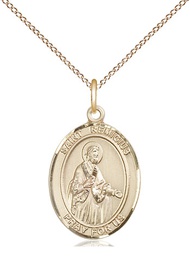 [8274GF/18GF] 14kt Gold Filled Saint Remigius of Reims Pendant on a 18 inch Gold Filled Light Curb chain