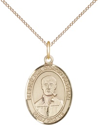 [8278GF/18GF] 14kt Gold Filled Blessed Pier Giorgio Frassati Pendant on a 18 inch Gold Filled Light Curb chain