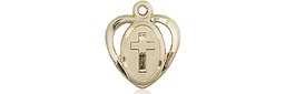 [5411KT] 14kt Gold Heart Cross Medal