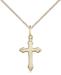 [5415GF/18GF] 14kt Gold Filled Cross Pendant on a 18 inch Gold Filled Light Curb chain