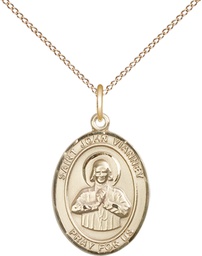 [8282GF/18GF] 14kt Gold Filled Saint John Vianney Pendant on a 18 inch Gold Filled Light Curb chain