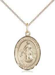[8283GF/18GF] 14kt Gold Filled Blessed Karolina Kozkowna Pendant on a 18 inch Gold Filled Light Curb chain
