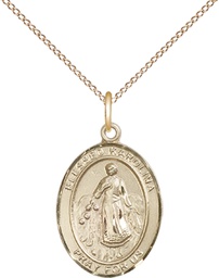 [8283GF/18GF] 14kt Gold Filled Blessed Karolina Kozkowna Pendant on a 18 inch Gold Filled Light Curb chain