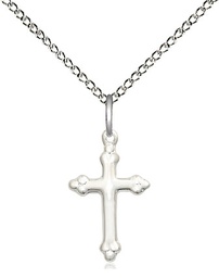 [5415SS/18SS] Sterling Silver Cross Pendant on a 18 inch Sterling Silver Light Curb chain