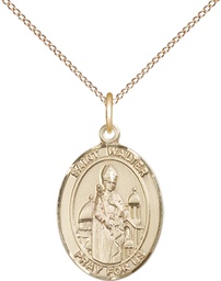 [8285GF/18GF] 14kt Gold Filled Saint Walter of Pontnoise Pendant on a 18 inch Gold Filled Light Curb chain