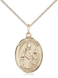 [8285GF/18GF] 14kt Gold Filled Saint Walter of Pontnoise Pendant on a 18 inch Gold Filled Light Curb chain