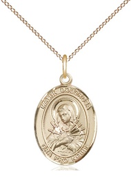 [8290GF/18GF] 14kt Gold Filled Mater Dolorosa Pendant on a 18 inch Gold Filled Light Curb chain