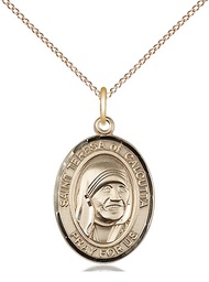 [8295GF/18GF] 14kt Gold Filled Saint Teresa of Calcutta Pendant on a 18 inch Gold Filled Light Curb chain