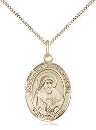 [8302GF/18GF] 14kt Gold Filled Saint Bede the Venerable Pendant on a 18 inch Gold Filled Light Curb chain