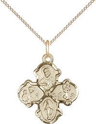 [5441GF/18GF] 14kt Gold Filled 4-Way Pendant on a 18 inch Gold Filled Light Curb chain