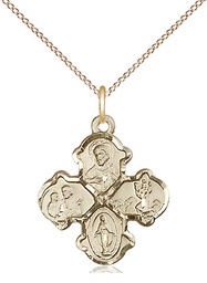 [5441GF/18GF] 14kt Gold Filled 4-Way Pendant on a 18 inch Gold Filled Light Curb chain