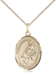 [8304GF/18GF] 14kt Gold Filled Saint Thomas of Villanova Pendant on a 18 inch Gold Filled Light Curb chain