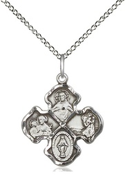[5441SS/18SS] Sterling Silver 4-Way Pendant on a 18 inch Sterling Silver Light Curb chain