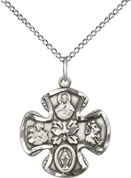 [5443SS/18SS] Sterling Silver 5-Way Pendant on a 18 inch Sterling Silver Light Curb chain