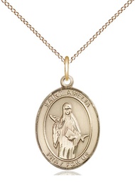 [8313GF/18GF] 14kt Gold Filled Saint Amelia Pendant on a 18 inch Gold Filled Light Curb chain