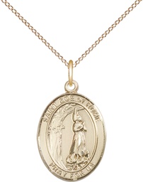 [8314GF/18GF] 14kt Gold Filled Saint Zoe of Rome Pendant on a 18 inch Gold Filled Light Curb chain