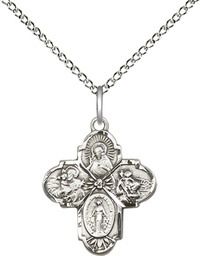 [5449SS/18SS] Sterling Silver 4-Way Pendant on a 18 inch Sterling Silver Light Curb chain