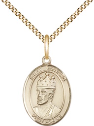 [8026GF/18G] 14kt Gold Filled Saint Edward the Confessor Pendant on a 18 inch Gold Plate Light Curb chain