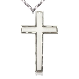 [5636SS/24S] Sterling Silver Cross Pendant on a 24 inch Light Rhodium Heavy Curb chain