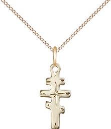 [5654GF/18GF] 14kt Gold Filled Greek Orthadox Cross Pendant on a 18 inch Gold Filled Light Curb chain