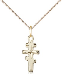 [5654GF/18GF] 14kt Gold Filled Greek Orthadox Cross Pendant on a 18 inch Gold Filled Light Curb chain