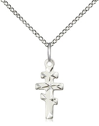 [5654SS/18SS] Sterling Silver Greek Orthadox Cross Pendant on a 18 inch Sterling Silver Light Curb chain