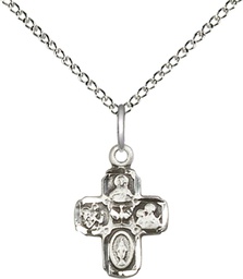 [5688SS/18SS] Sterling Silver 4-Way Pendant on a 18 inch Sterling Silver Light Curb chain