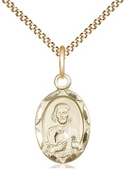 [0612JGF/18G] 14kt Gold Filled Saint Jude Pendant on a 18 inch Gold Plate Light Curb chain