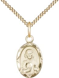 [0612JGF/18G] 14kt Gold Filled Saint Jude Pendant on a 18 inch Gold Plate Light Curb chain