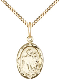 [0612KGF/18G] 14kt Gold Filled Saint Joseph Pendant on a 18 inch Gold Plate Light Curb chain
