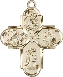 [5700KT] 14kt Gold Franciscan 4-Way Medal