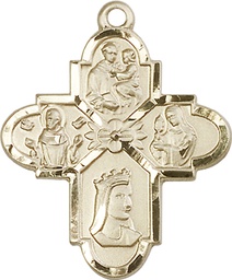 [5701KT] 14kt Gold Franciscan 4-Way Medal