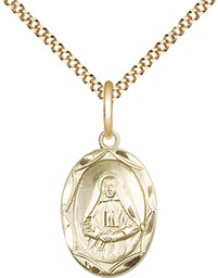 [0612OGF/18G] 14kt Gold Filled Saint Frances Cabrini Pendant on a 18 inch Gold Plate Light Curb chain