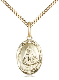 [0612OGF/18G] 14kt Gold Filled Saint Frances Cabrini Pendant on a 18 inch Gold Plate Light Curb chain