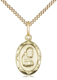[0612PIGF/18G] 14kt Gold Filled Saint Pio of Pietrelcina Pendant on a 18 inch Gold Plate Light Curb chain