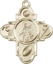 [5703KT] 14kt Gold Sports 5-Way St Sebastian Medal