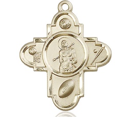 [5703KT] 14kt Gold Sports 5-Way St Sebastian Medal