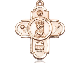 [5712KT] 14kt Gold 5-Way St Christopher Sports Medal